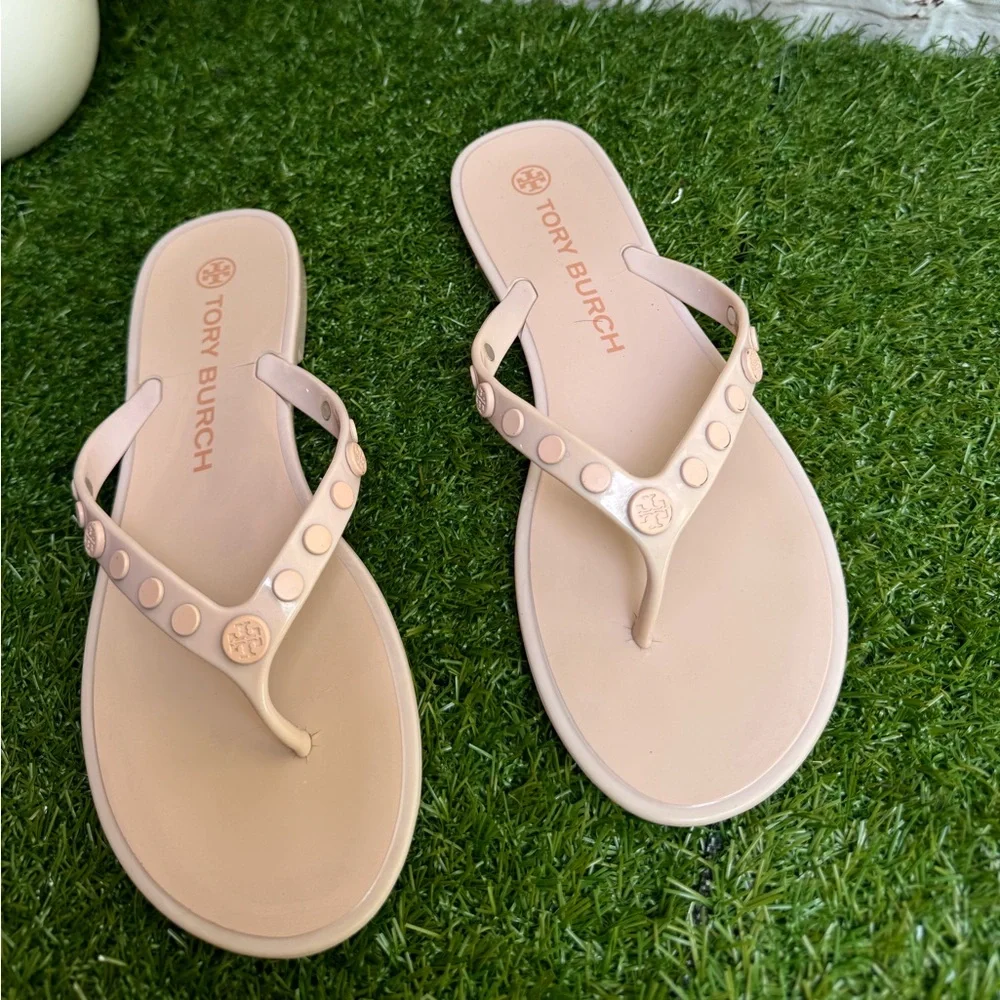 TORY BURCH Studded Jelly Sandals pink rose Size 8
